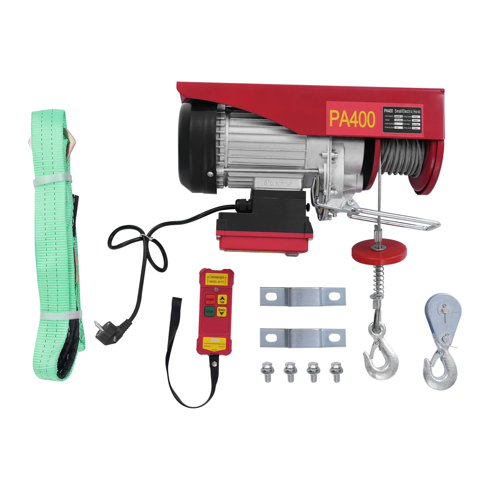 200-400kg Electric Hoist Lifting Crane Cable Hoist Winch for Agriculture,Factory,Dock,Mine,Warehouse,850W Aluminum Wire Motor