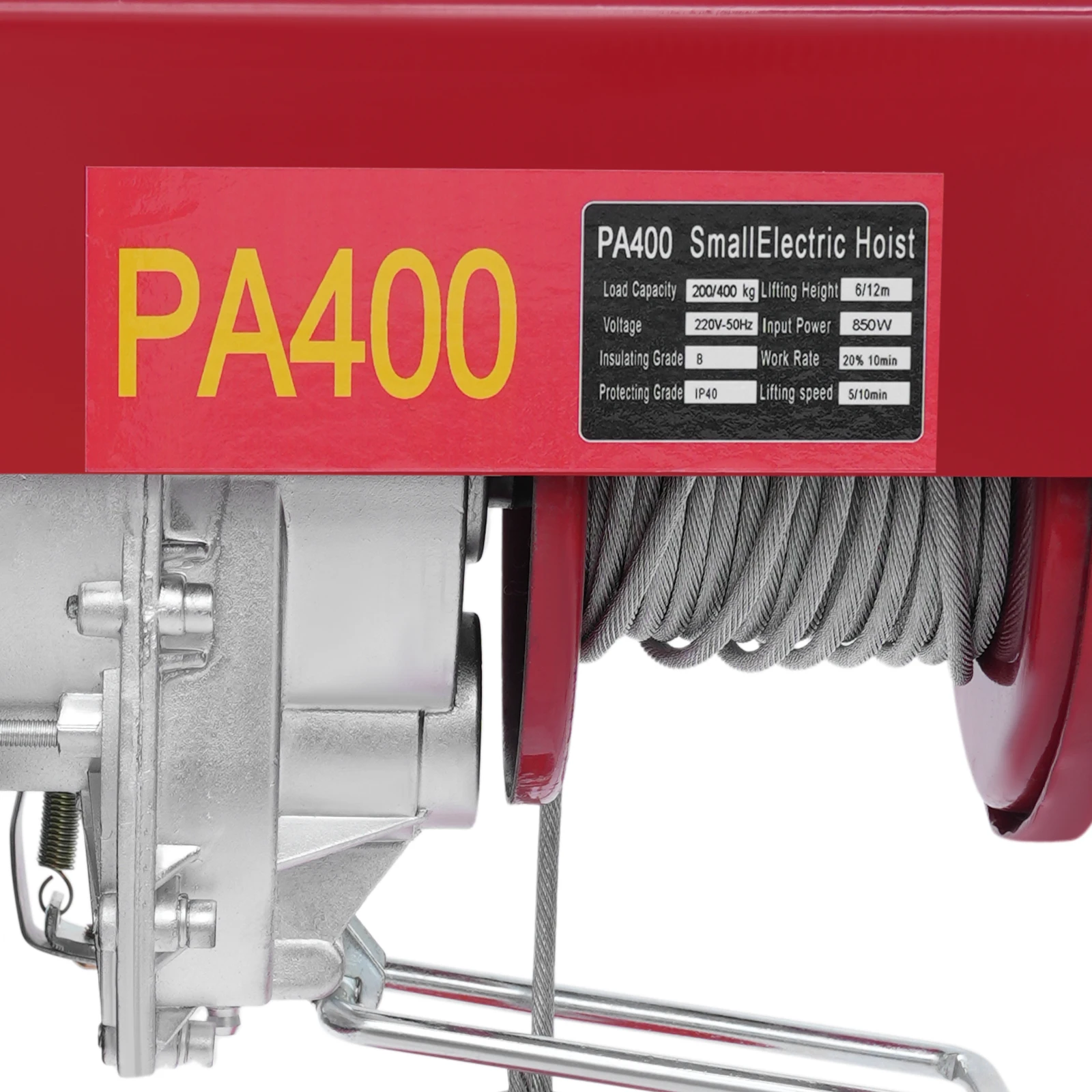 200-400kg Electric Hoist Lifting Crane Cable Hoist Winch for Agriculture,Factory,Dock,Mine,Warehouse,850W Aluminum Wire Motor