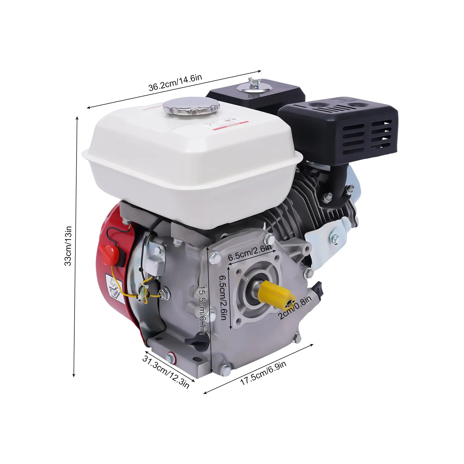 4 Stroke Gasoline Engine 7.5hp Red Gas Engine 20mm Shaft for Generator Pump Mower Power Supply