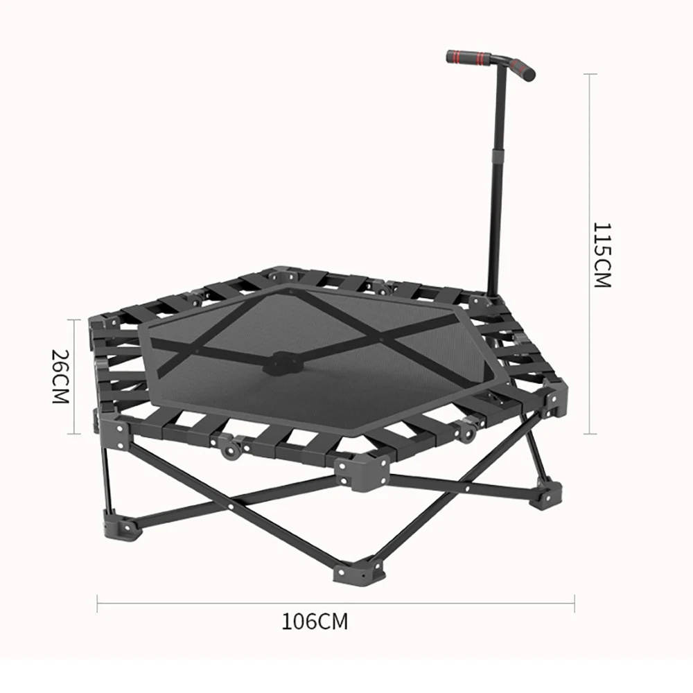 Heavy-Duty 106cm Indoor Fitness Trampoline for Adults/Kids, 150kg Capacity with Adjustable Handle & Safety Pad, Quiet Rubber