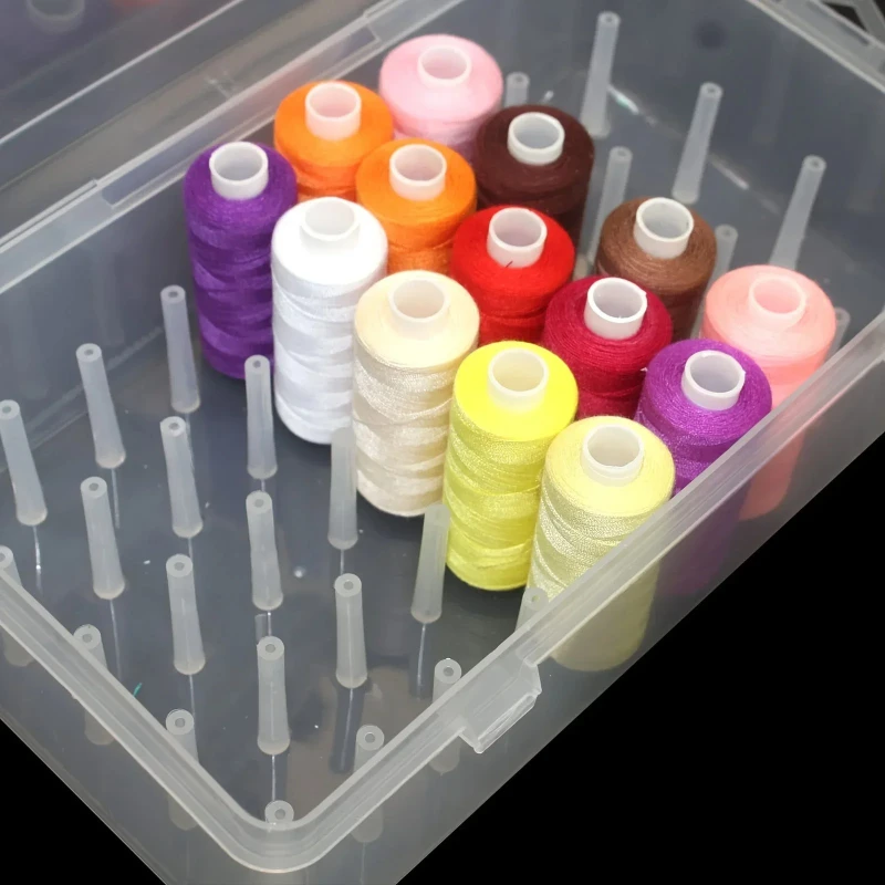 42 Spool Sewing Thread Organizer Box Clear Plastic Large Capacity Portable Sewing Thread Storage Case for Embroidery Supplies