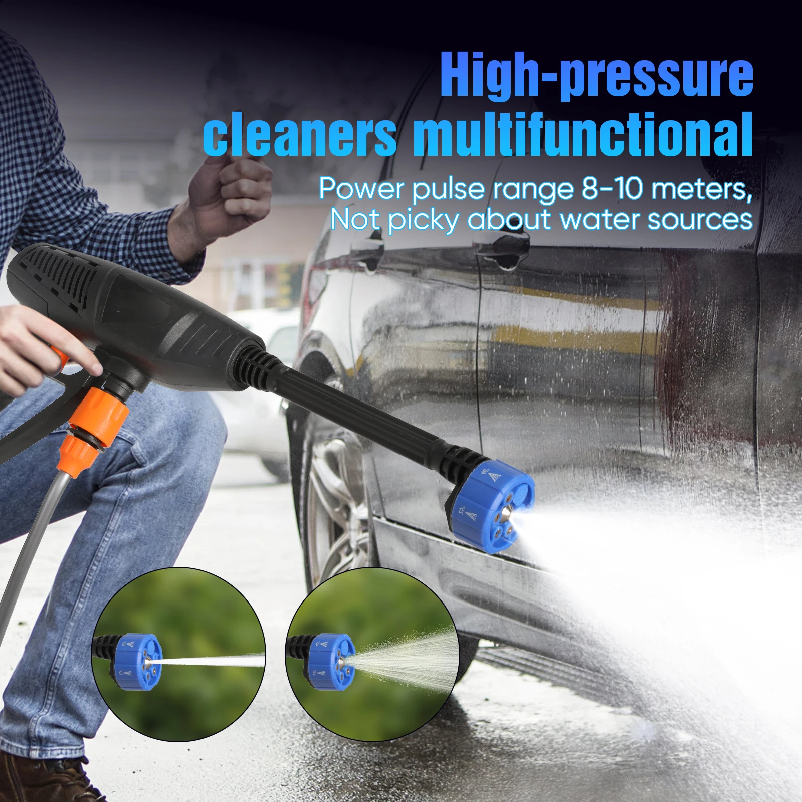 30BAR High Pressure Washer Gun, 7-in-1 Cordless for Makita 18V Battery, Multi-Nozzle for Car Wash & Garden