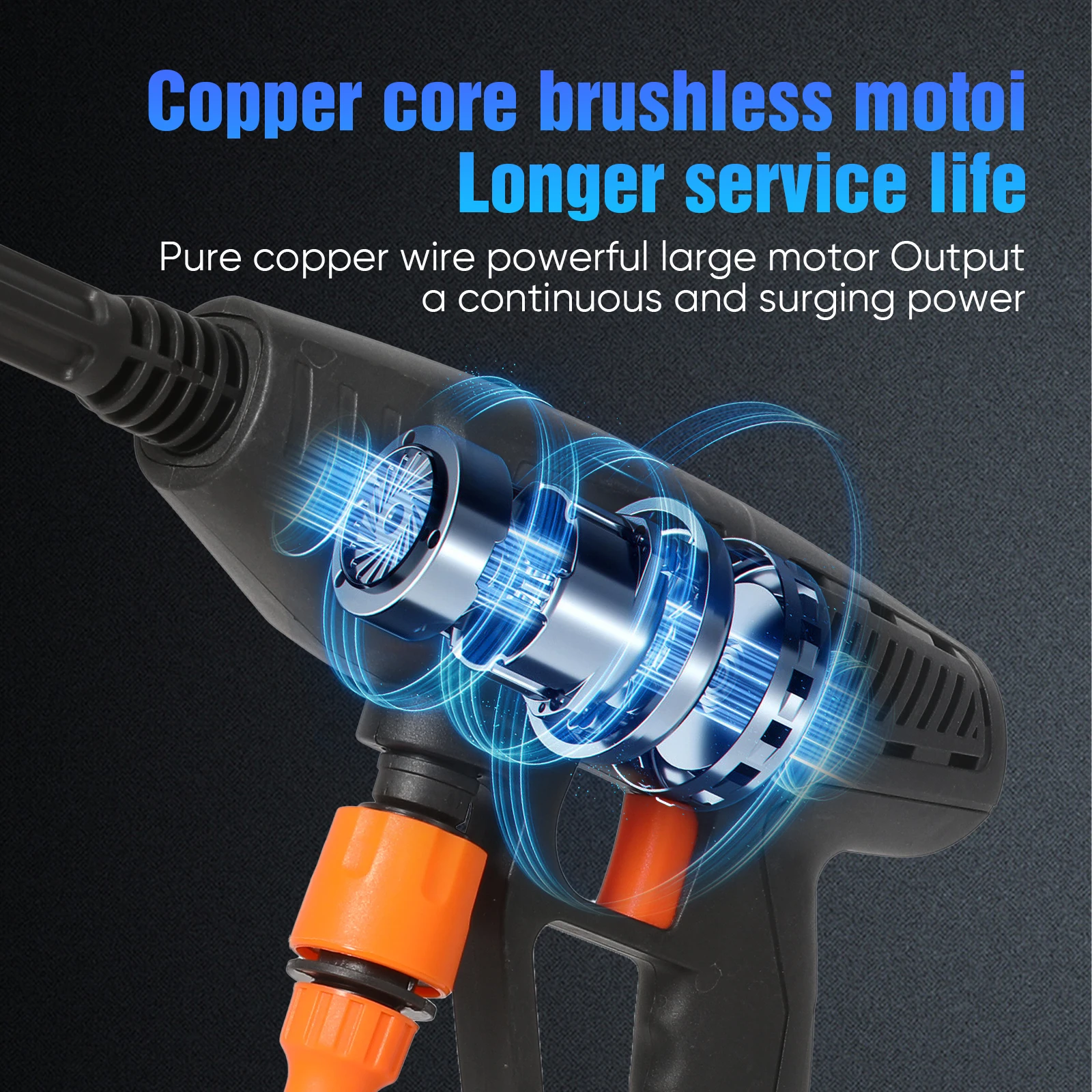 30BAR High Pressure Washer Gun, 7-in-1 Cordless for Makita 18V Battery, Multi-Nozzle for Car Wash & Garden
