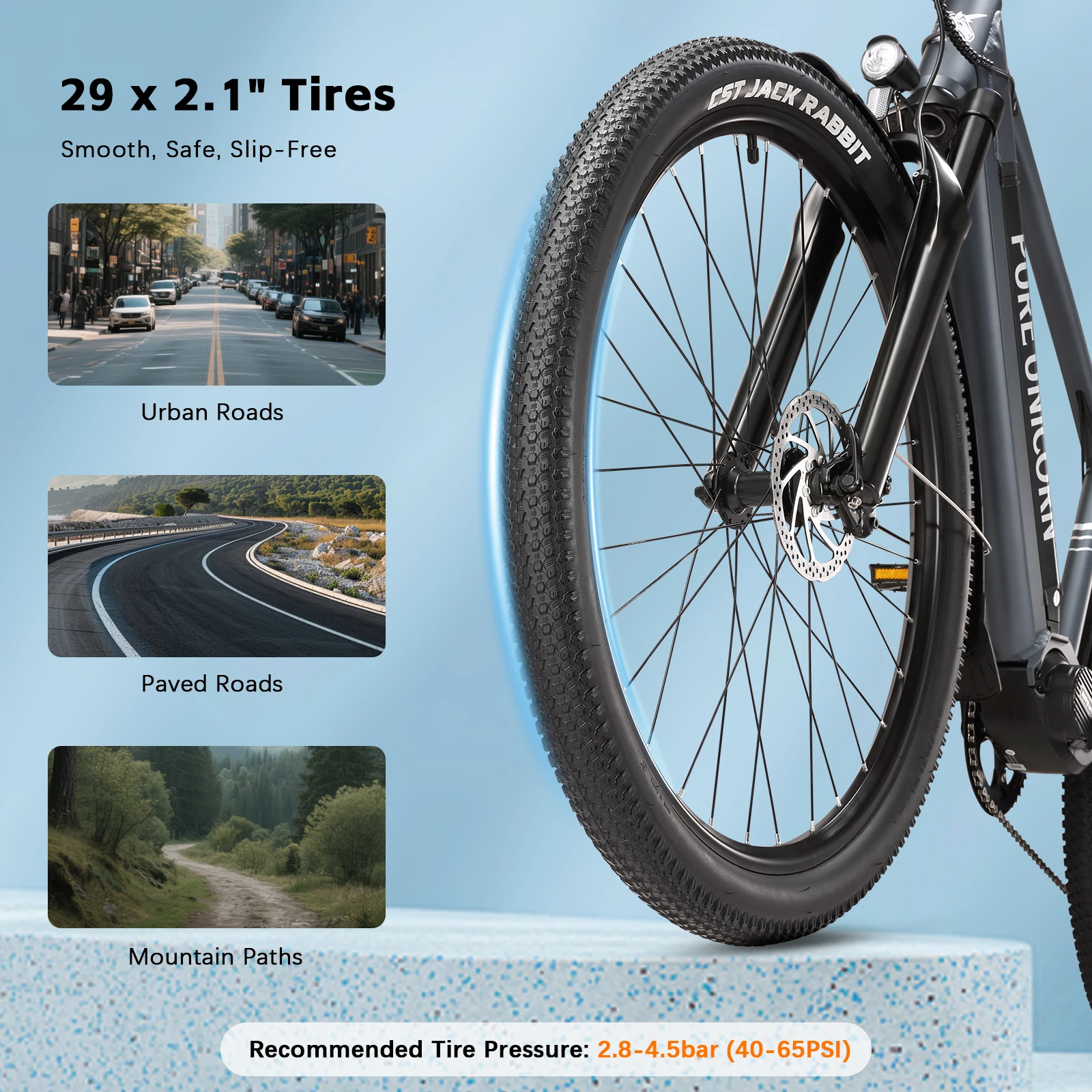 PURE UNICORN U6 Mid Motor Electric Bike 90Nm 48V 14Ah 500W Torque Sensors E-Bbike 35km/h 29Inch E Bike Adult With Air Suspension
