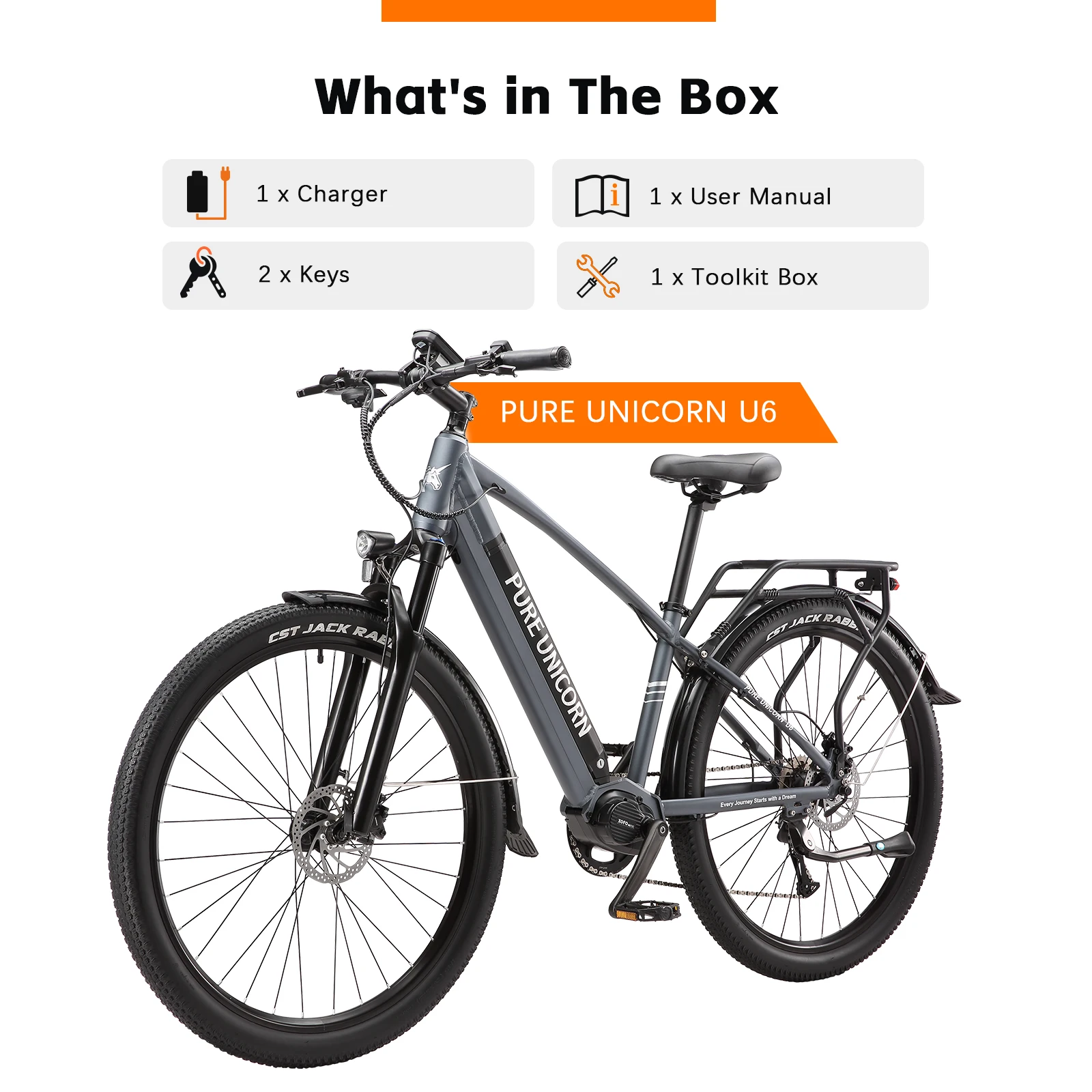 PURE UNICORN U6 Mid Motor Electric Bike 90Nm 48V 14Ah 500W Torque Sensors E-Bbike 35km/h 29Inch E Bike Adult With Air Suspension