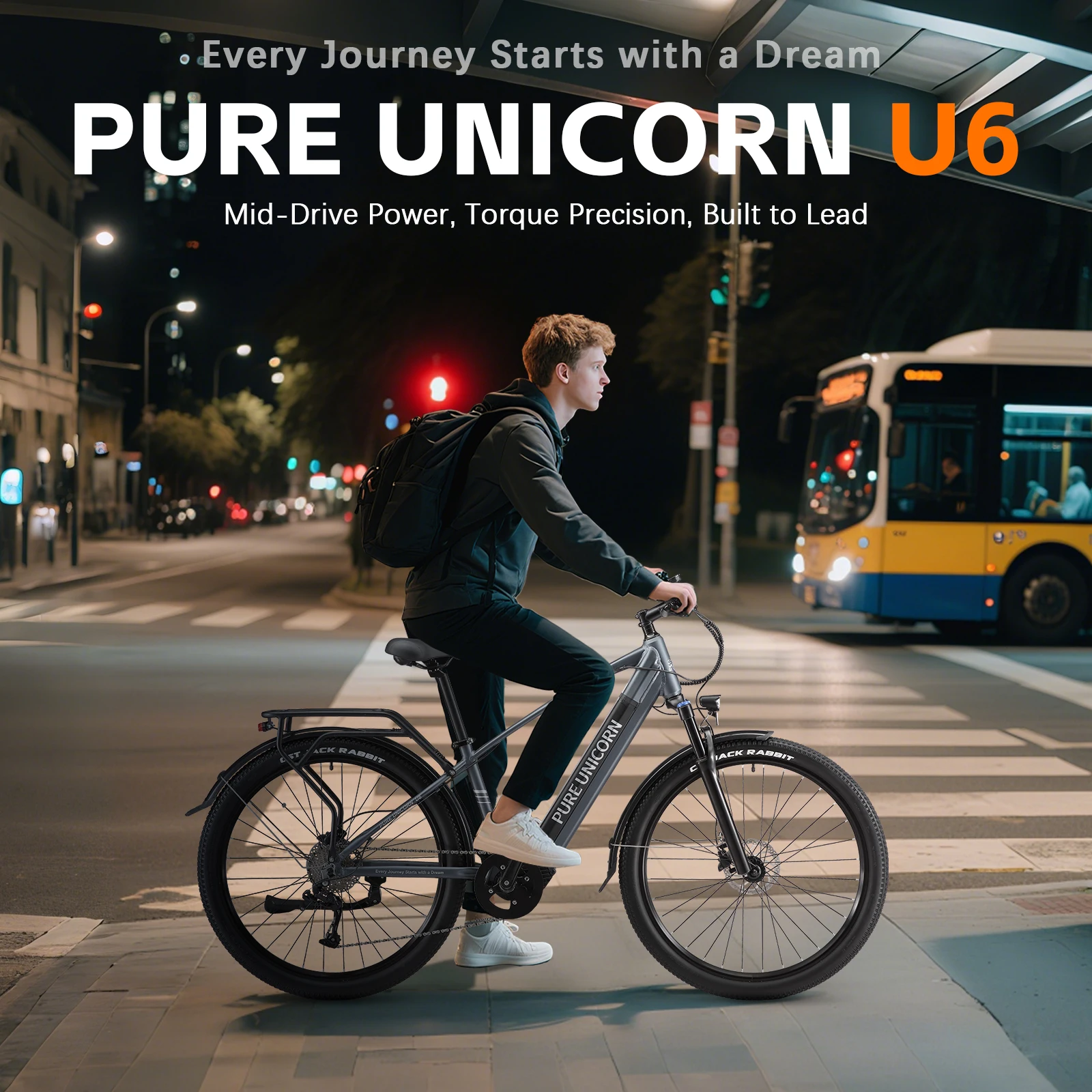 PURE UNICORN U6 Mid Motor Electric Bike 90Nm 48V 14Ah 500W Torque Sensors E-Bbike 35km/h 29Inch E Bike Adult With Air Suspension