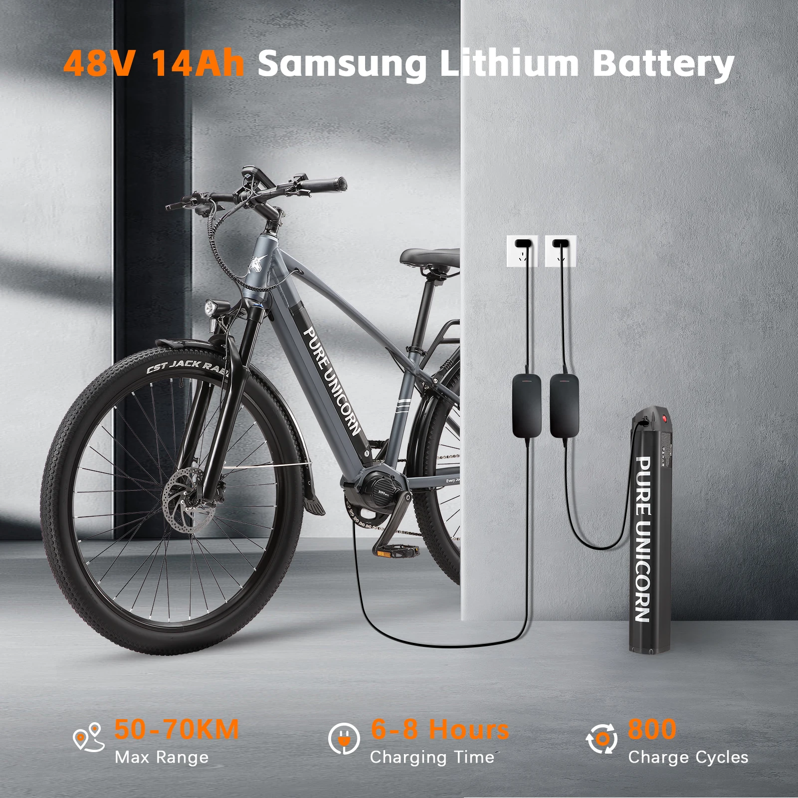 PURE UNICORN U6 Mid Motor Electric Bike 90Nm 48V 14Ah 500W Torque Sensors E-Bbike 35km/h 29Inch E Bike Adult With Air Suspension