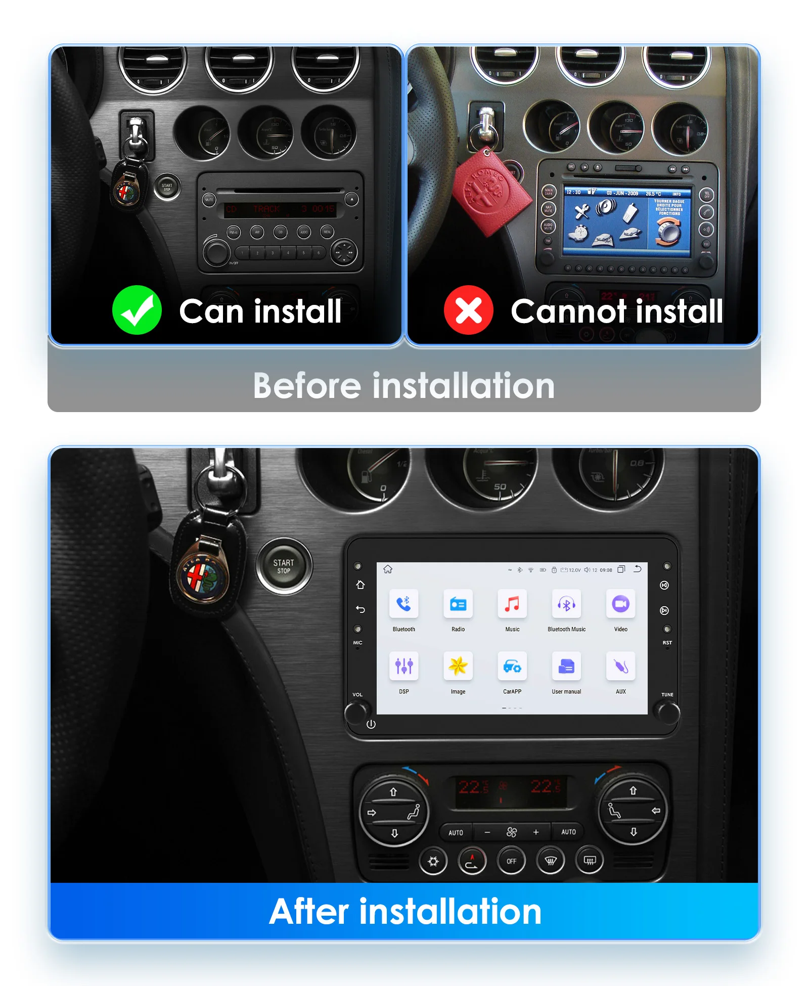 Android Car Radio for Alfa Romeo 159 Brera Spider Sportwagon Car Multimedia 1Din Wireless Carplay autoradio 7862 Intelligent GPS