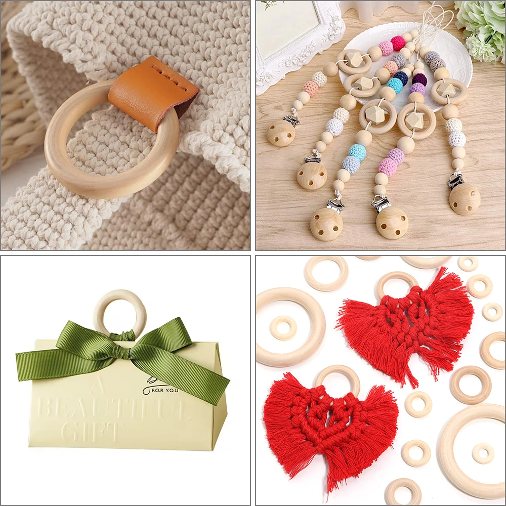 2-20pcs/Lot 15-100mm Solid Wooden Rings Natural Solid Wood Teething Ring for Macrame DIY Crafts Wood Hoops Ornaments Connectors