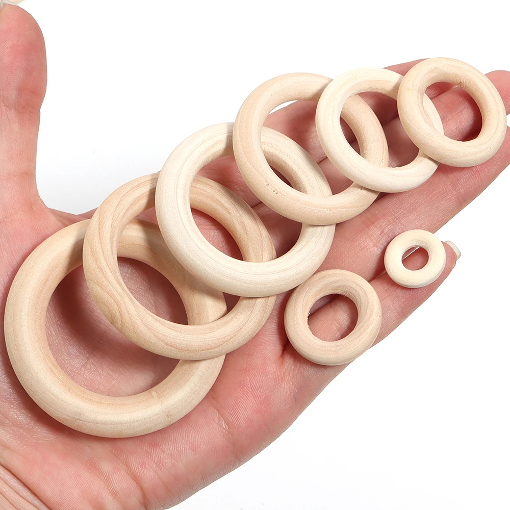 2-20pcs/Lot 15-100mm Solid Wooden Rings Natural Solid Wood Teething Ring for Macrame DIY Crafts Wood Hoops Ornaments Connectors