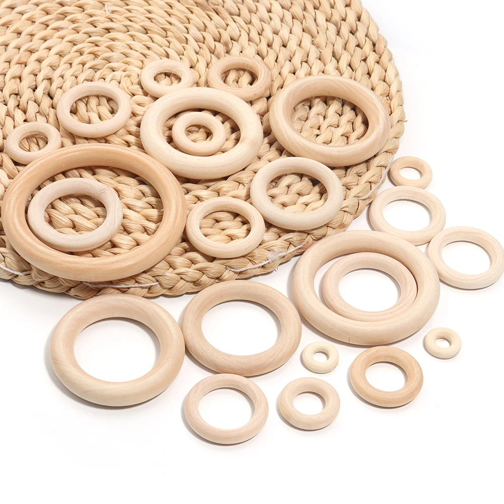 2-20pcs/Lot 15-100mm Solid Wooden Rings Natural Solid Wood Teething Ring for Macrame DIY Crafts Wood Hoops Ornaments Connectors