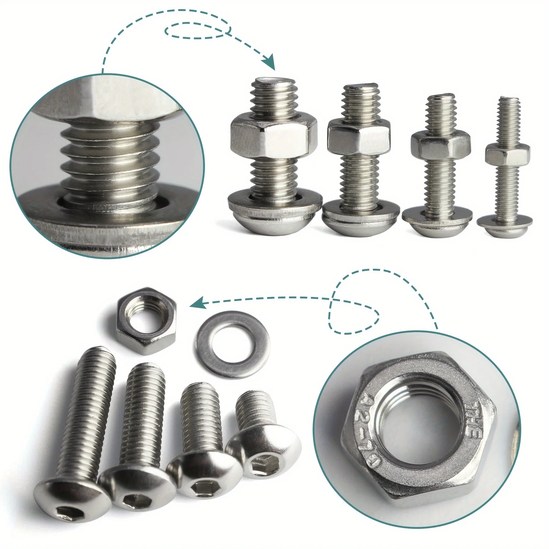 1059 screw, nut, and bolt combination kit, including round head screws, cross head bolts, with box