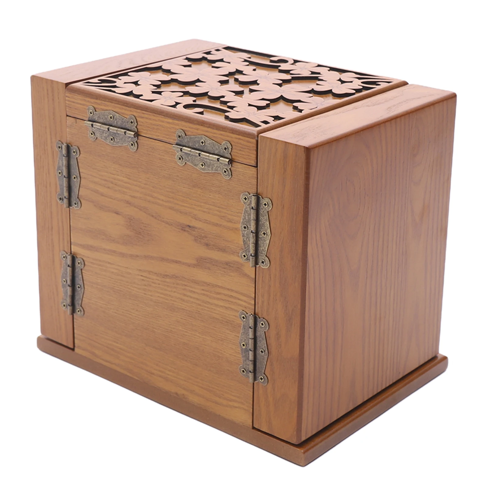 NEWEST 5 Tier Jewellery Box Storage Box,30 x 20 x 25cm, with 4 Drawers and Mirror for Rings, Earrings and Necklaces, Light Brown