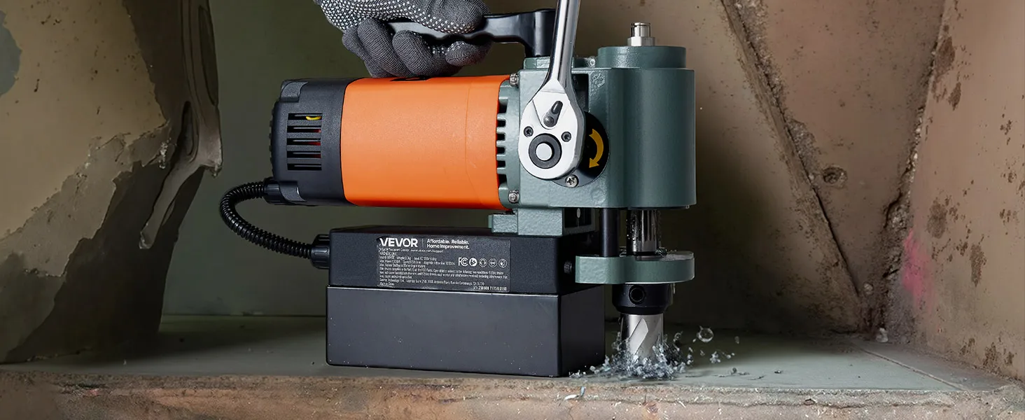 SucceBuy Low Profile Magnetic Drill Press 1300 W 1.4 in Boring Diameter 2248 lbf Power Portable Mag Drill Press 650RPM Speed