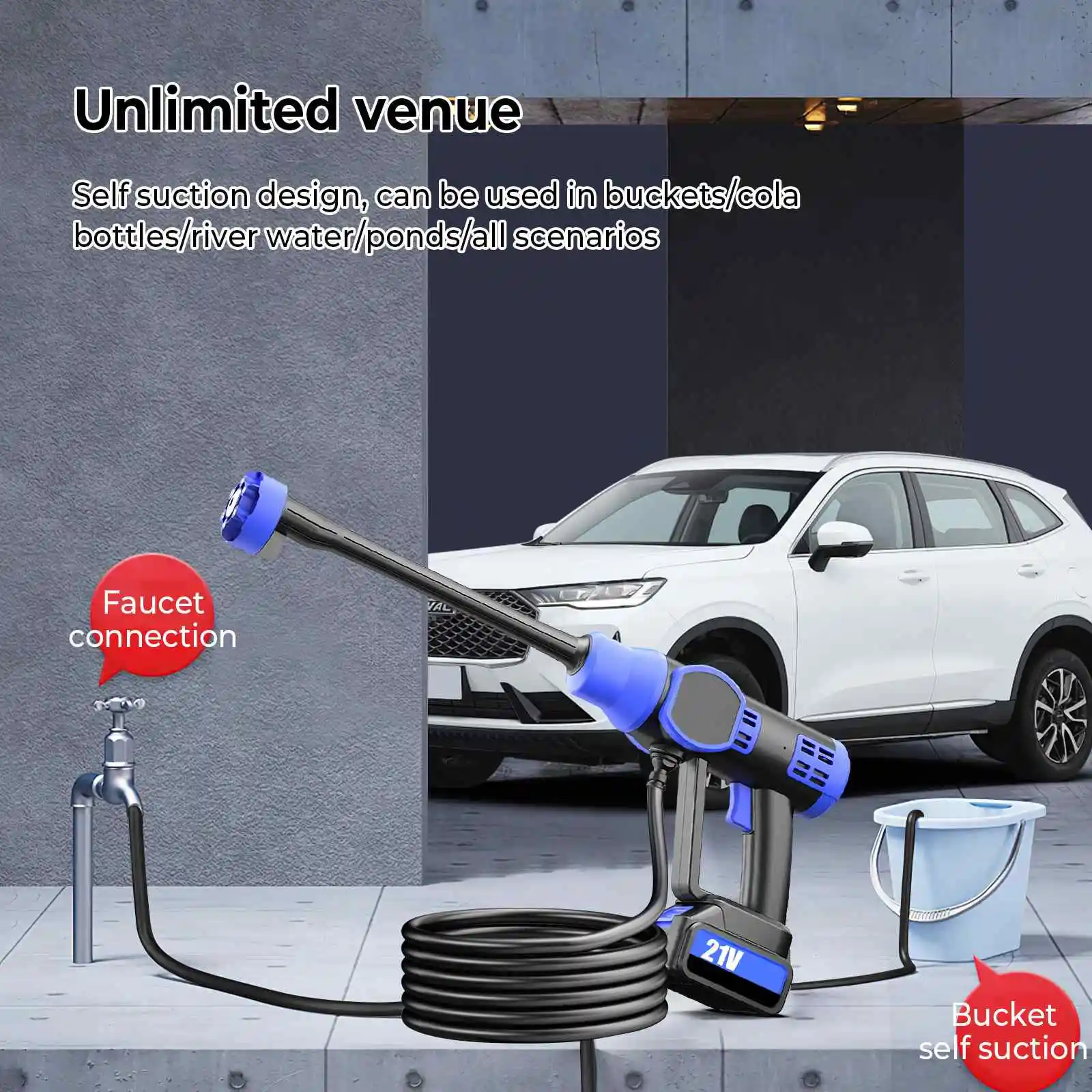 1000W 200Bar Cordless High Pressure Spray Gun Car Washer Washing Gun High Power Cleaning Machine Power Tool for Makita 21V