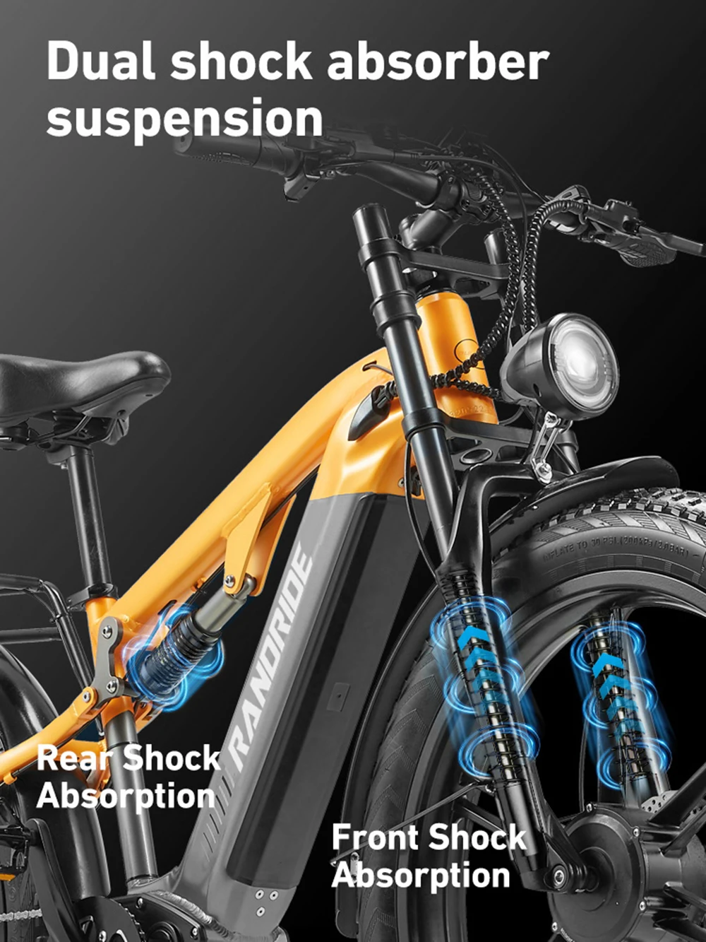 RandRide YX80M-2 Adult Electric Bicycle 45KM/H MAX Speed 90KM Range2000W Motor 26" Tire 48V 20AH Battery Electric Bike
