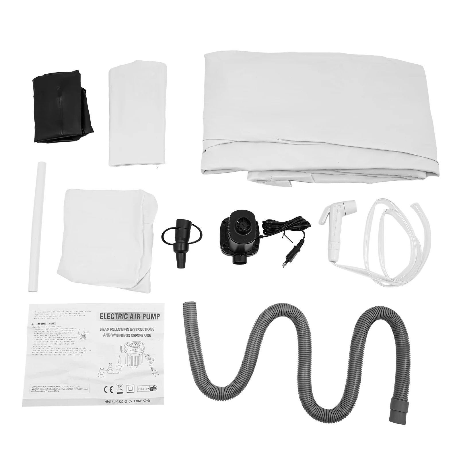Bymaocar Double Layer Shower Bed Bathtub 220x100x38cm White Foldable Portable with Pump Hose for Elderly Patient Home Care Bathing