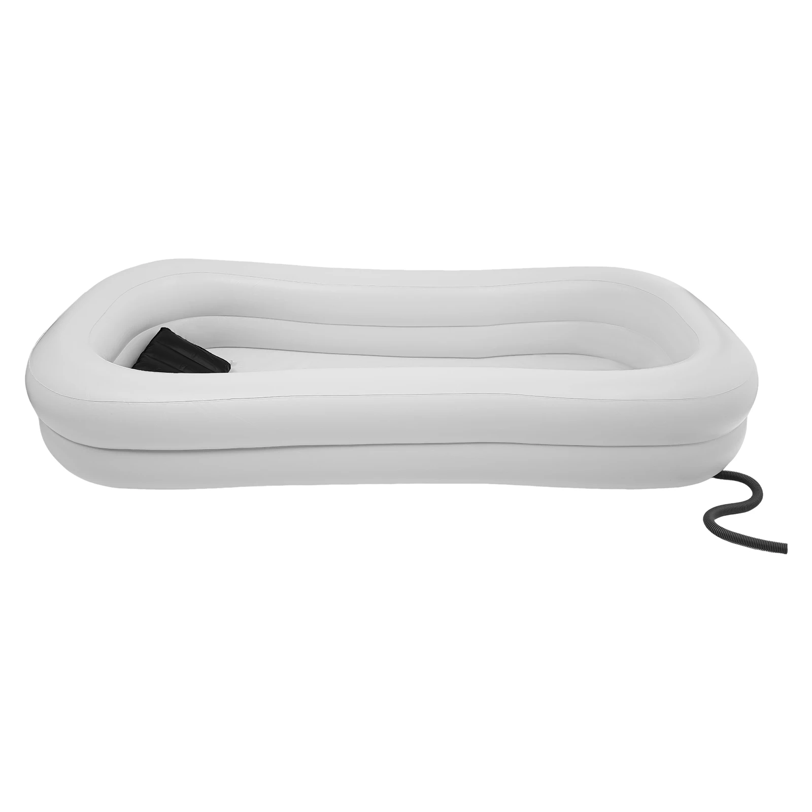 Bymaocar Double Layer Shower Bed Bathtub 220x100x38cm White Foldable Portable with Pump Hose for Elderly Patient Home Care Bathing