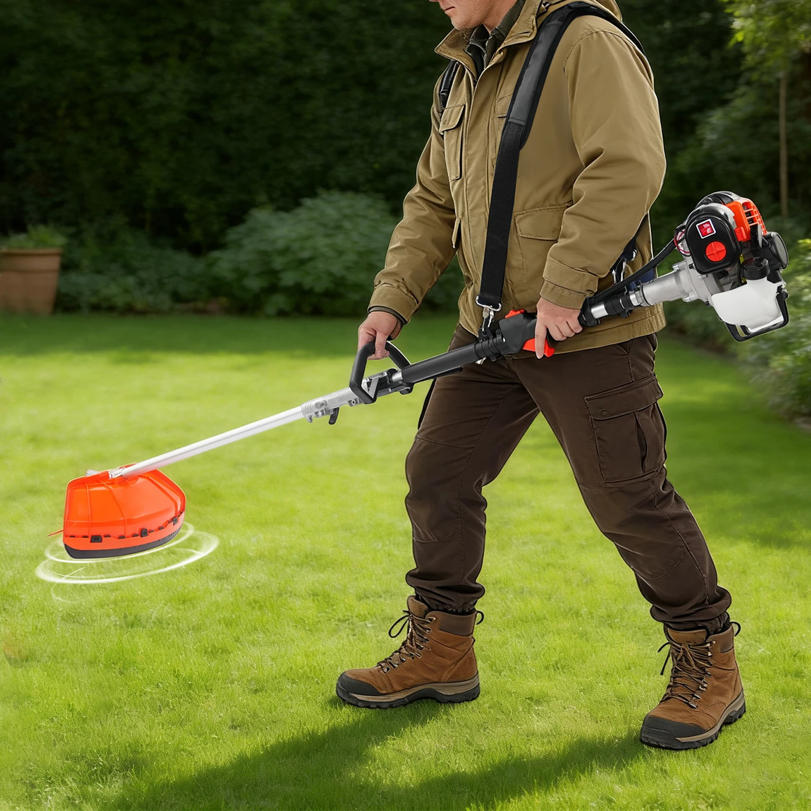 #90 Gas String Trimmer Weed Grass Cutter Single Cylinder Air-Cooled 2-Stroke Gasoline Lawn Mower for Home Garden