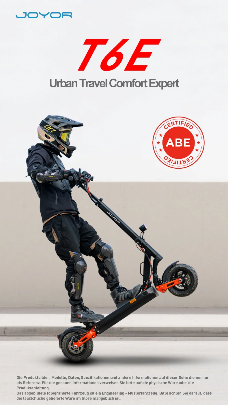 JOYOR T6E (ABE) Adult Electric Scooter 20km/h Max Speed 70km Range 500W Motor 48V 18Ah Battery 10 inch Tires E-Scooter