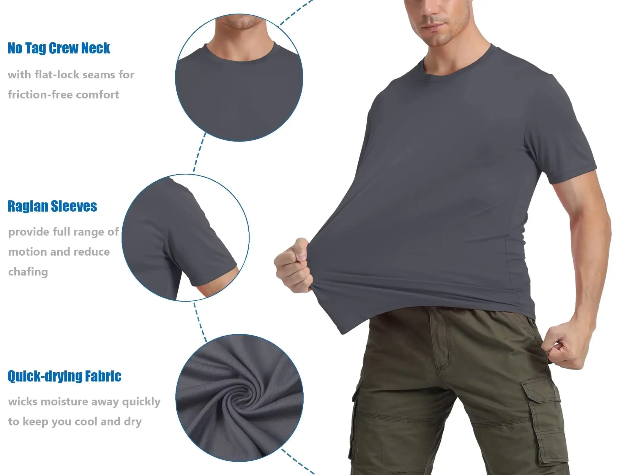 Men's Short Sleeve UPF 50+ Shirt Sun Protection SPF UV Moisture Wicking Lightweight Quick Dry Swim Rash Guard Athletic Running