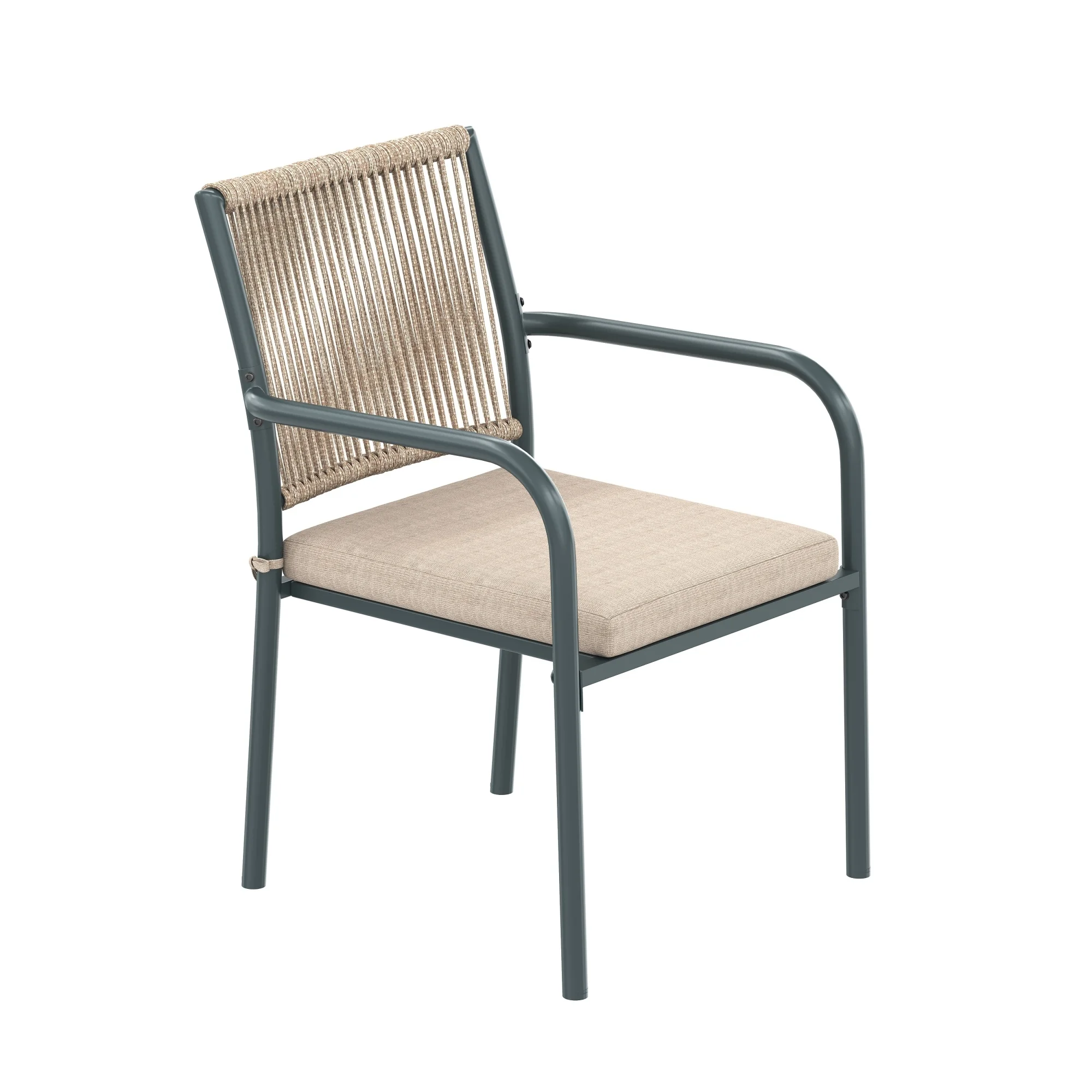 Modern rattan garden furniture set, round glass table + 4 armchairs, iron frame, suitable for terrace/balcony/deck