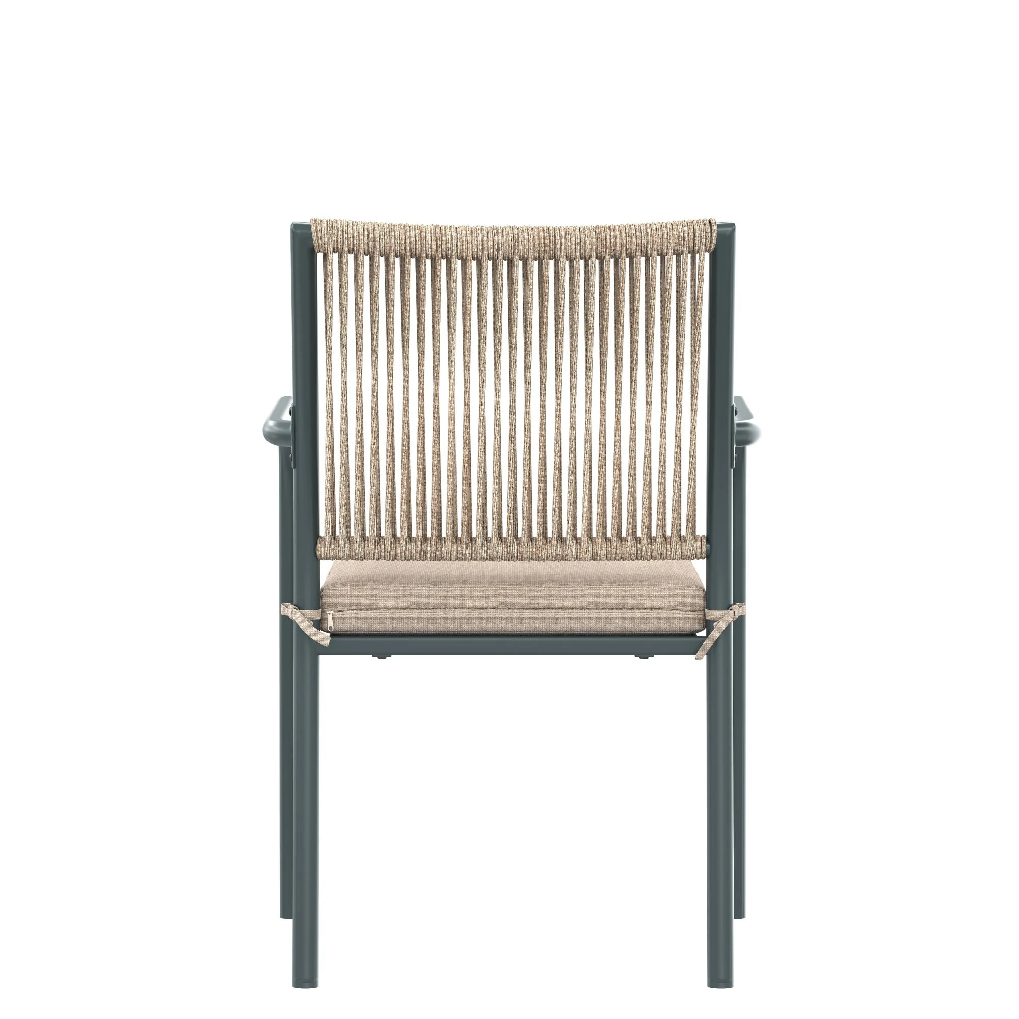 Modern rattan garden furniture set, round glass table + 4 armchairs, iron frame, suitable for terrace/balcony/deck