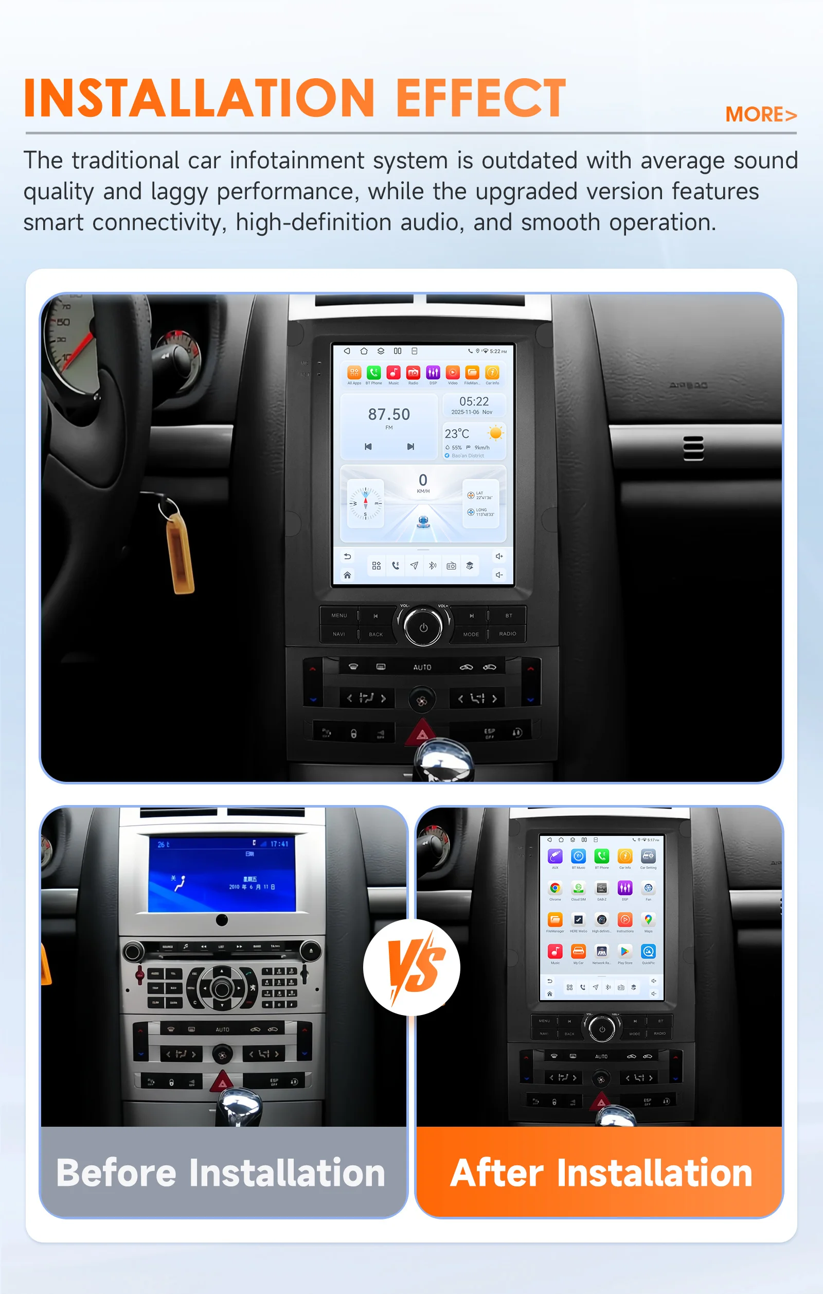 2din Android Car Radio for Peugeot 407 2004 - 2011 6115 GPS Car Intelligent 360Cam Wireless Carplay 9.7inch Vertical Screen WIFI