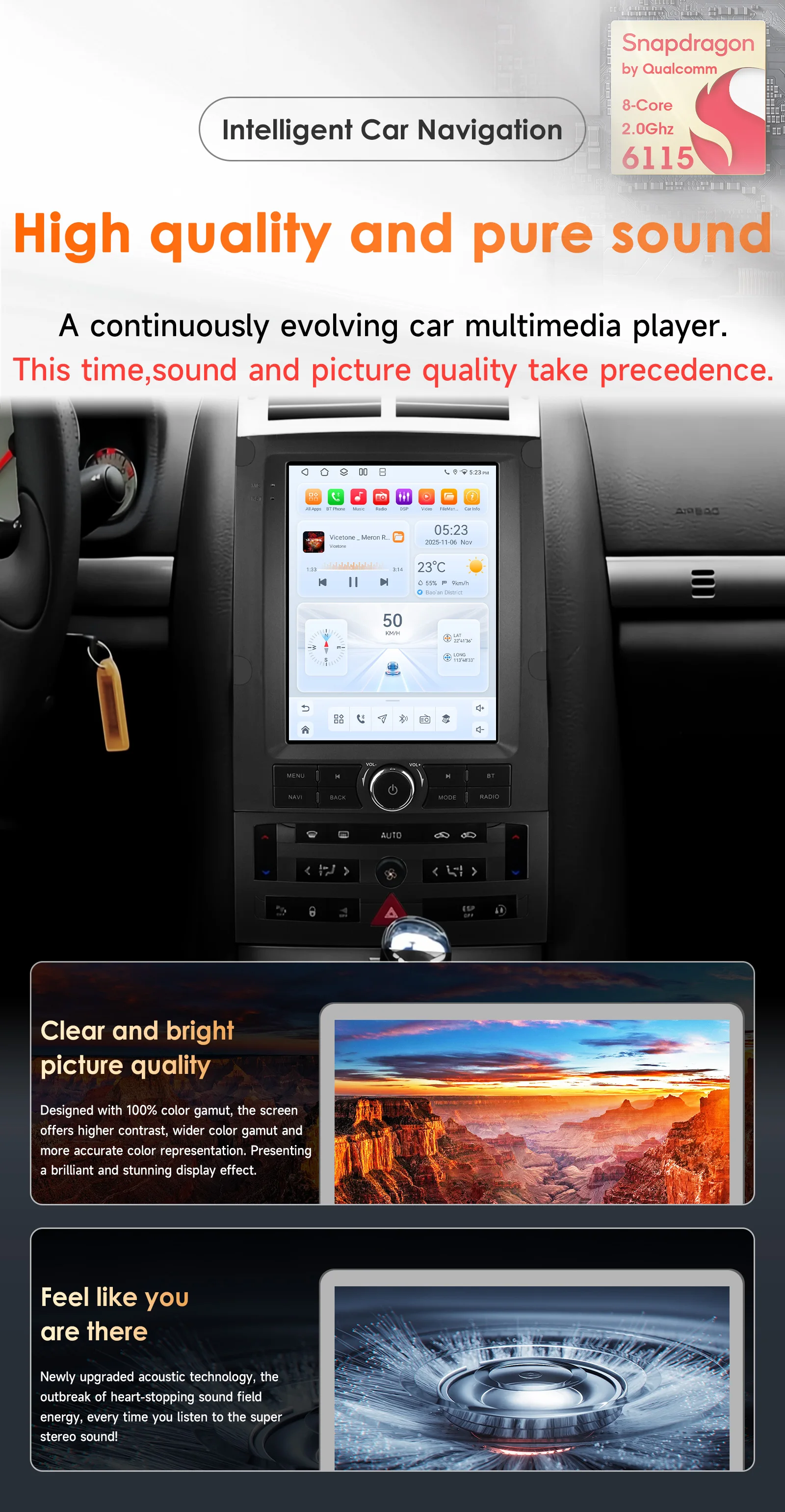 2din Android Car Radio for Peugeot 407 2004 - 2011 6115 GPS Car Intelligent 360Cam Wireless Carplay 9.7inch Vertical Screen WIFI