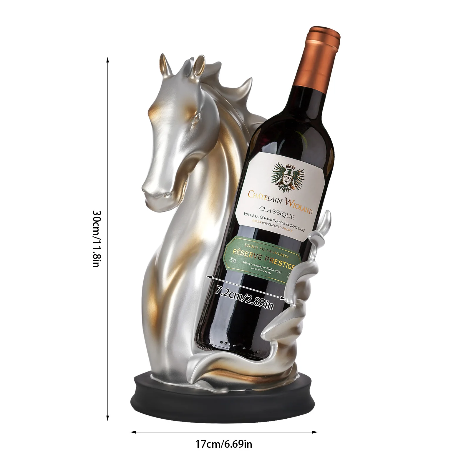 Elegant Horse Head Wine Bottle Holder Silver Gold Resin Modern Decorative Rack for Home Bar Kitchen Office Gift