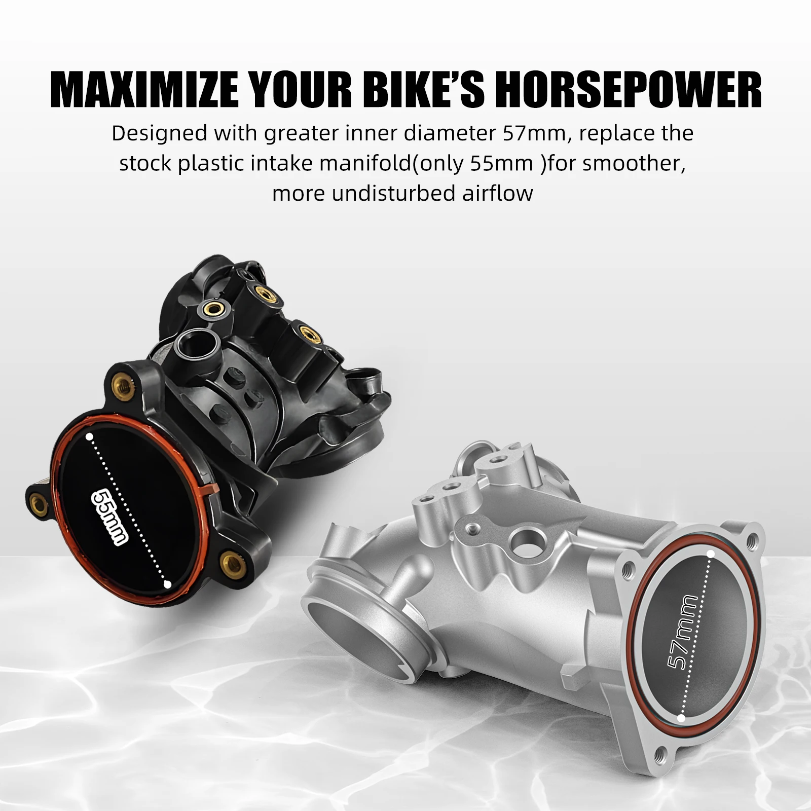 M8 Intake Manifold 57mm Air Intake For Harley Street Glide Road Glide Road King Special Softail Standard Street Bob Fat Bob Fat Boy 114 Breakout Low Rider Electra Glide Tri Glide Heritage Classic