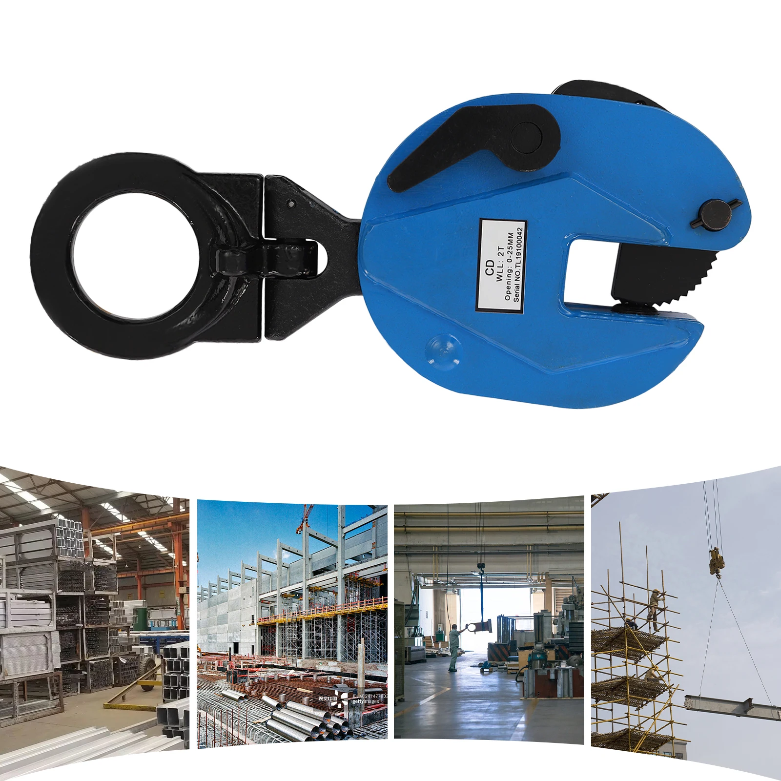2 Ton Plate Lifting Clamp, Steel Plate Lifting Clamp for 0-0.98in Thickness, Alloy Steel Horizontal Vertical Hoist Clip