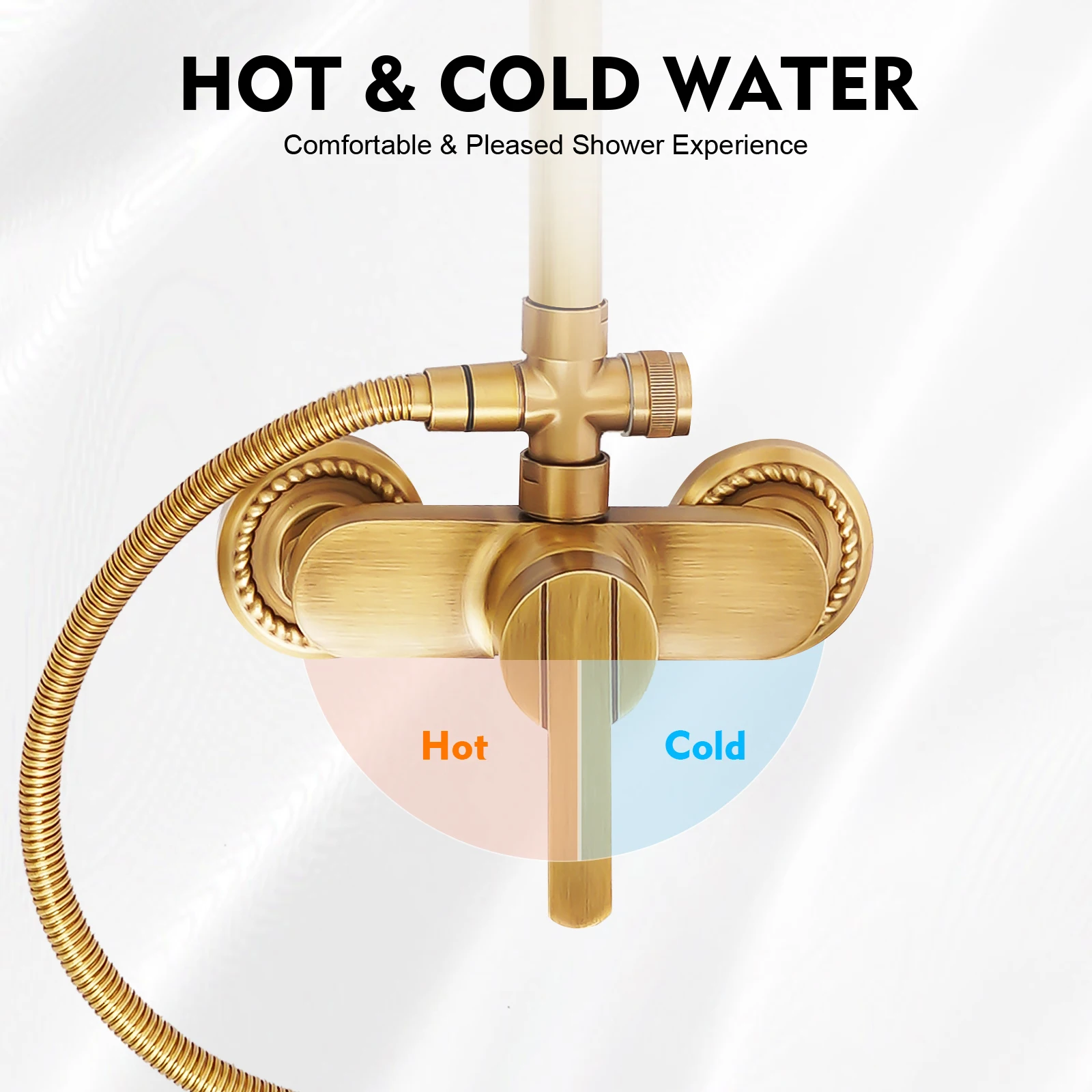 Vintage Bronze Shower Set, Dual Mode Rain and Handheld Faucet Kit 360° Swivel Bathroom Shower System for Home Hotel Spa Use