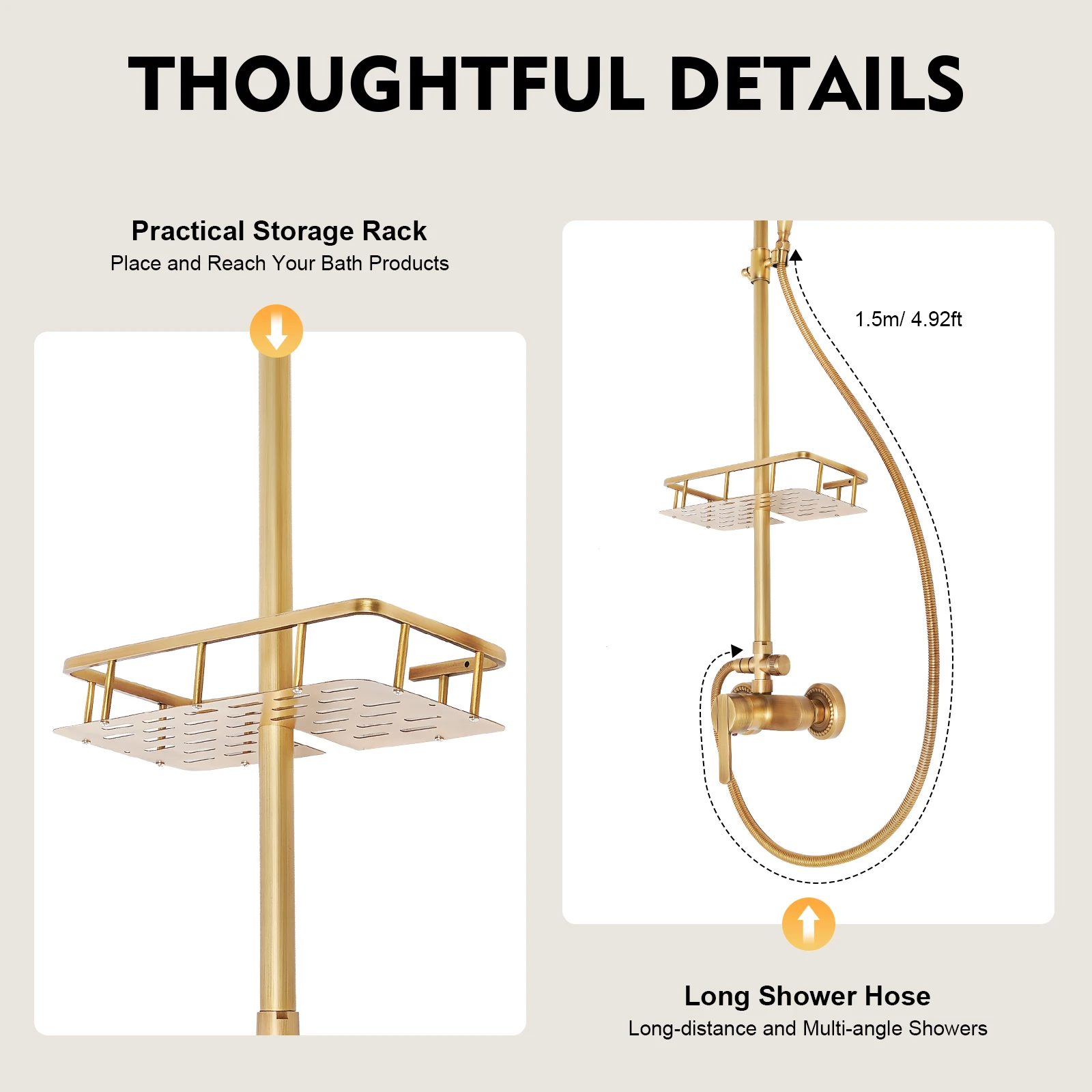 Vintage Bronze Shower Set, Dual Mode Rain and Handheld Faucet Kit 360° Swivel Bathroom Shower System for Home Hotel Spa Use