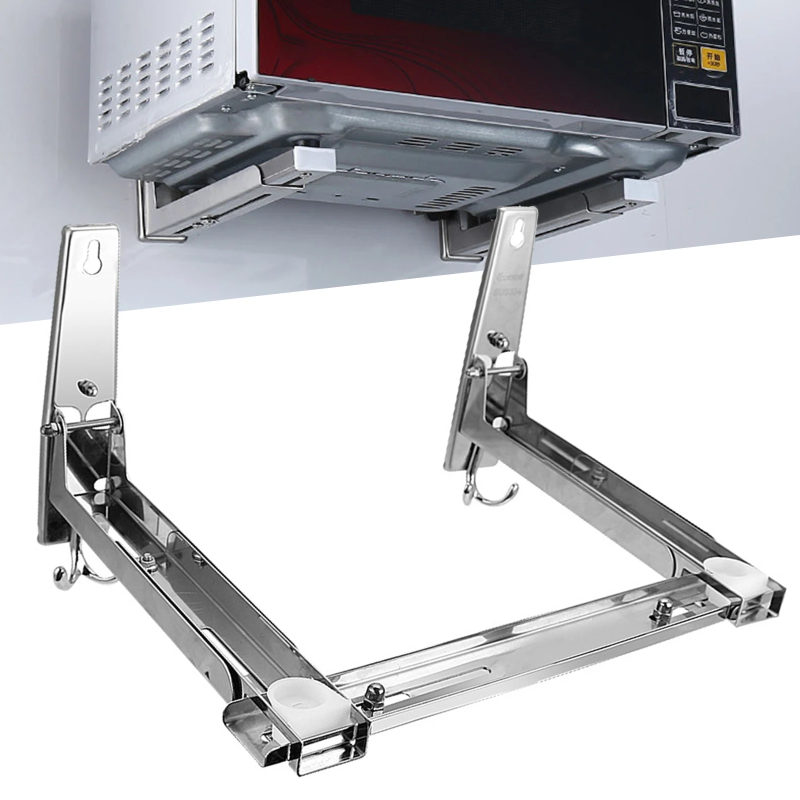 110.23 lbs Expandable Microwave Rack Wall-mounted Microwave Oven Shelf Stainless Steel Kitchen Microwave Bracket