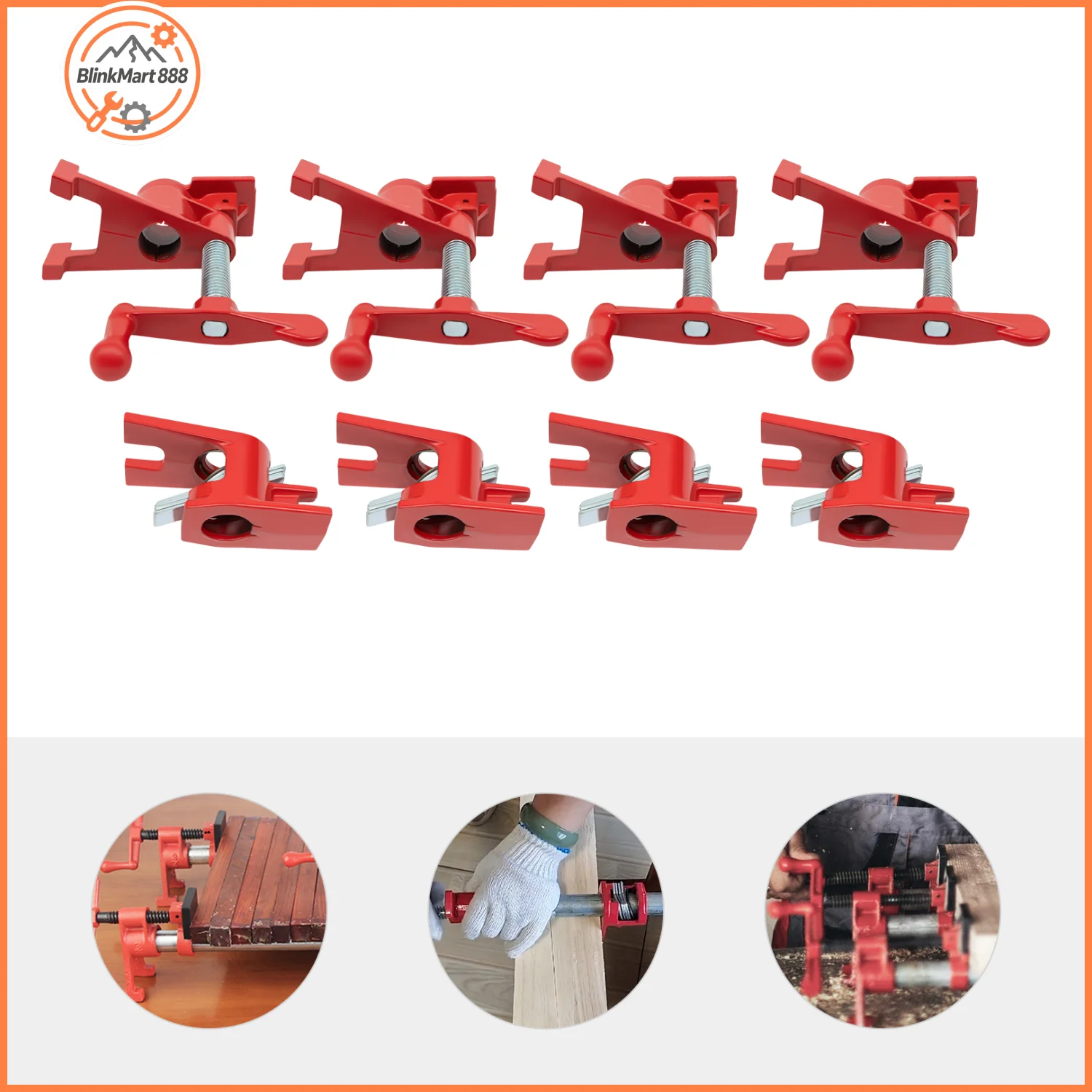 Wood Gluing Pipe Clamp| 4pcs 3/4" Woodworking Clamps Set| Heavy Duty Cast Iron Quick Release Bar Clamps