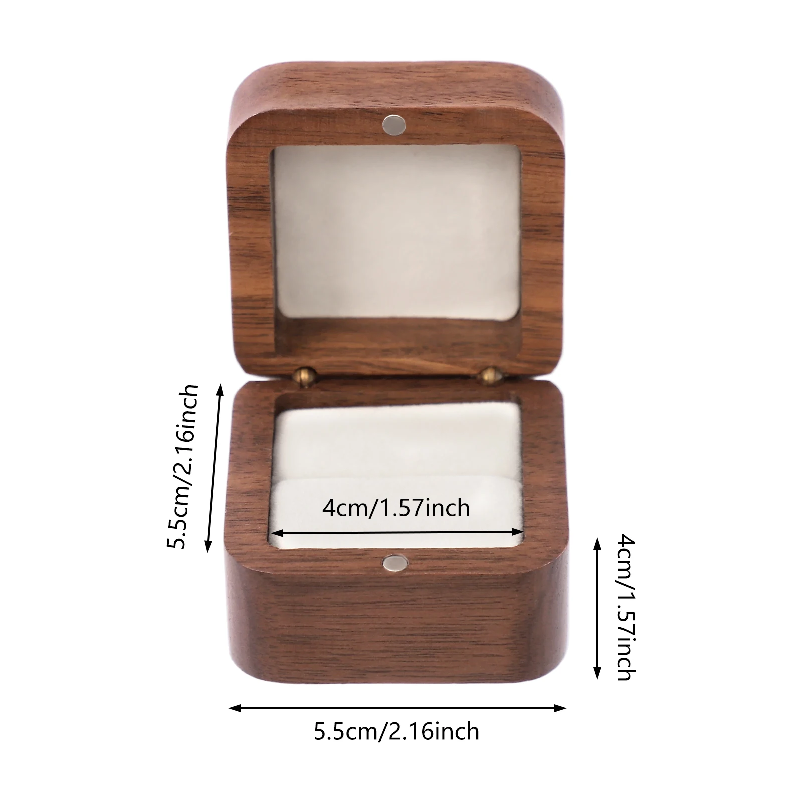 5PCS Natural Walnut Wood Ring Box Magnetic Closure Jewelry Gift Box Flannelette Lined Proposal Case for Wedding Engagement