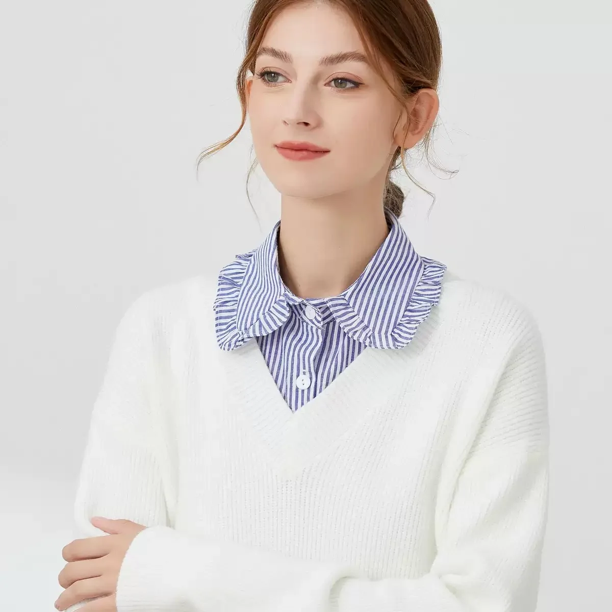 Fashion Half Shirt Style Fake Collar for Women Stand Detachable Collar Fake Girls Vintage Lace Ladies False Blouse Collar Decor