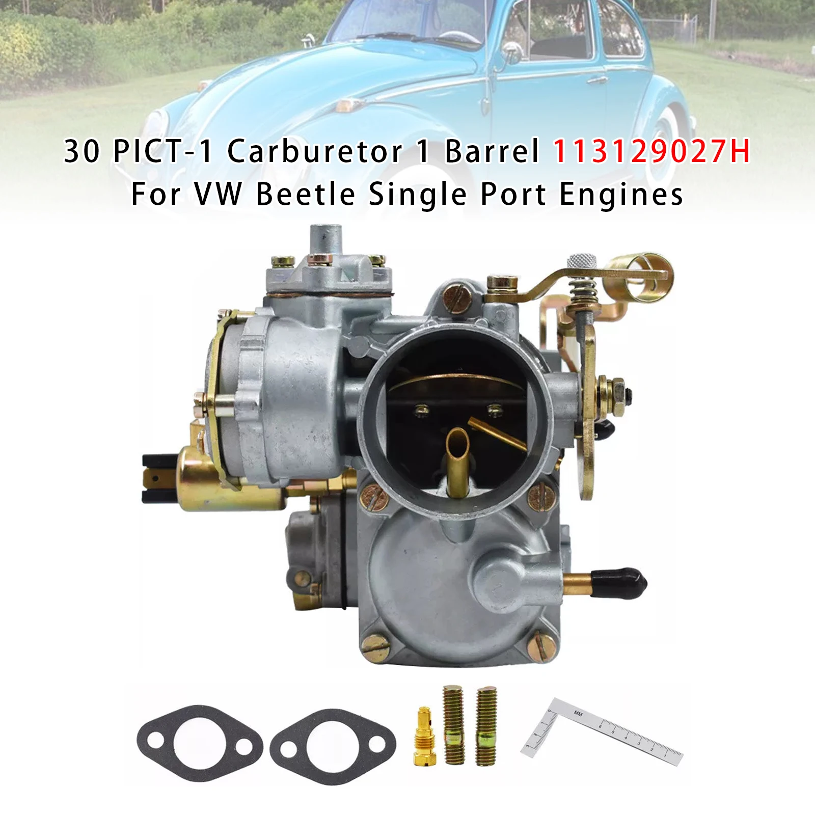 Areyourshop 30 PICT-1 Carburetor 1 Barrel 113129027H for VW Beetle Single Port Engines