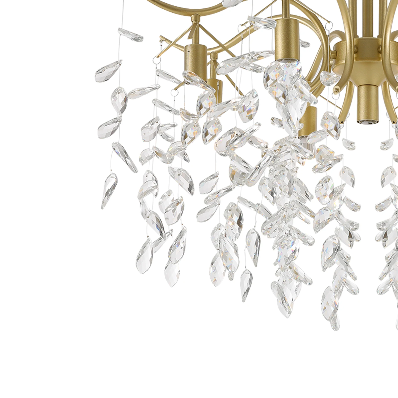 Golden Crystal Chandelier Lighting Fixture For Living Room Ceiling 9 Light E12 Bulbs Adjustable Chain Modern Home Decor