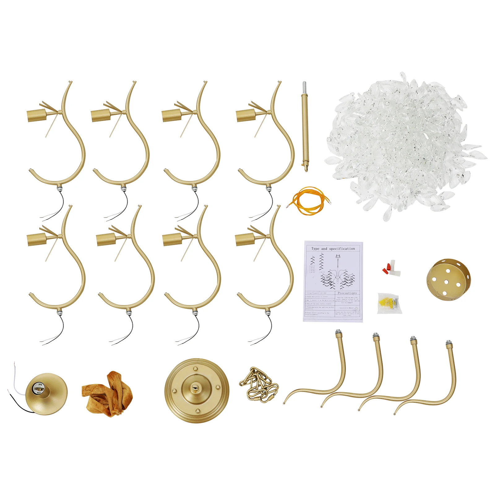 Golden Crystal Chandelier Lighting Fixture For Living Room Ceiling 9 Light E12 Bulbs Adjustable Chain Modern Home Decor