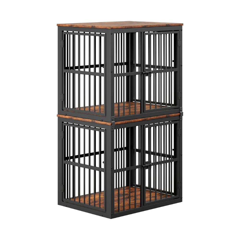 Modular Dog Crate Furniture Pet Cage with Waterproof Tabletop 2-in-1 Side/Night Table Combinable Stackable for Multiple Dogs