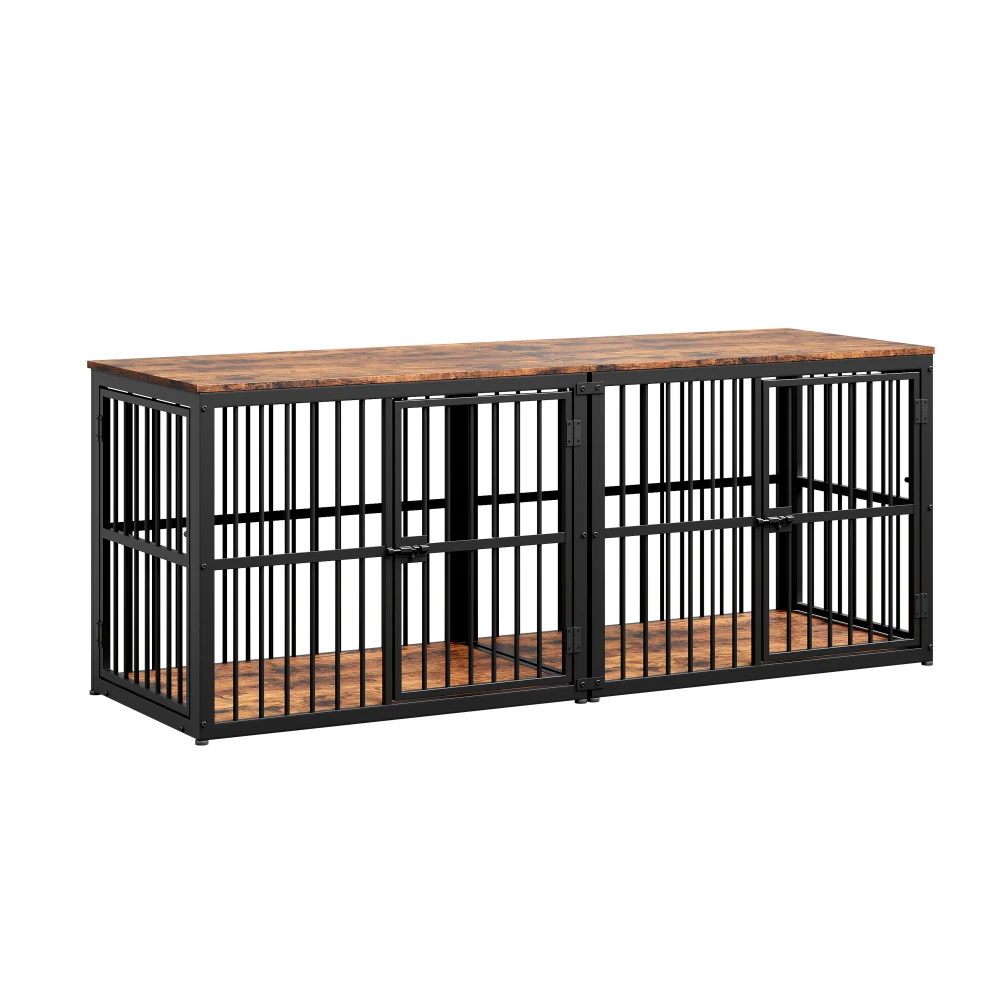Modular Dog Crate Furniture Pet Cage with Waterproof Tabletop 2-in-1 Side/Night Table Combinable Stackable for Multiple Dogs