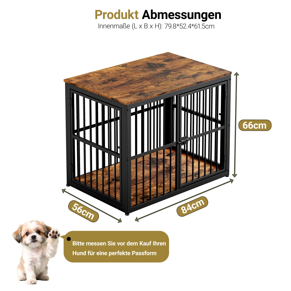 Modular Dog Crate Furniture Pet Cage with Waterproof Tabletop 2-in-1 Side/Night Table Combinable Stackable for Multiple Dogs