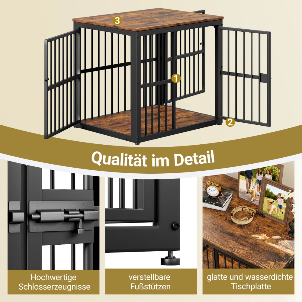 Modular Dog Crate Furniture Pet Cage with Waterproof Tabletop 2-in-1 Side/Night Table Combinable Stackable for Multiple Dogs
