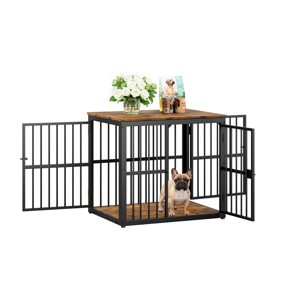 Modular Dog Crate Furniture Pet Cage with Waterproof Tabletop 2-in-1 Side/Night Table Combinable Stackable for Multiple Dogs
