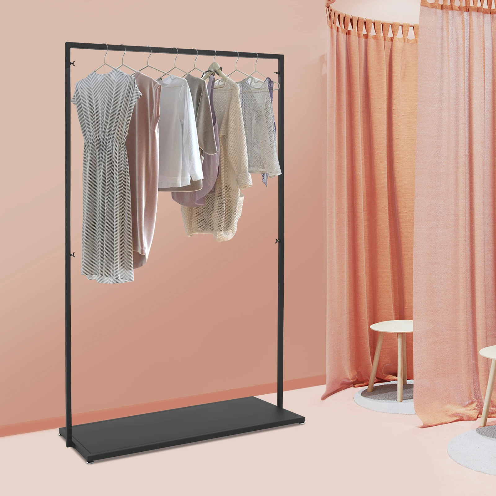 Heavy Duty Metal Clothes Rack 160cm Height Garment Display Stand w/ Base for Store Retail Home Clothing Rail Wardrobe Hanger