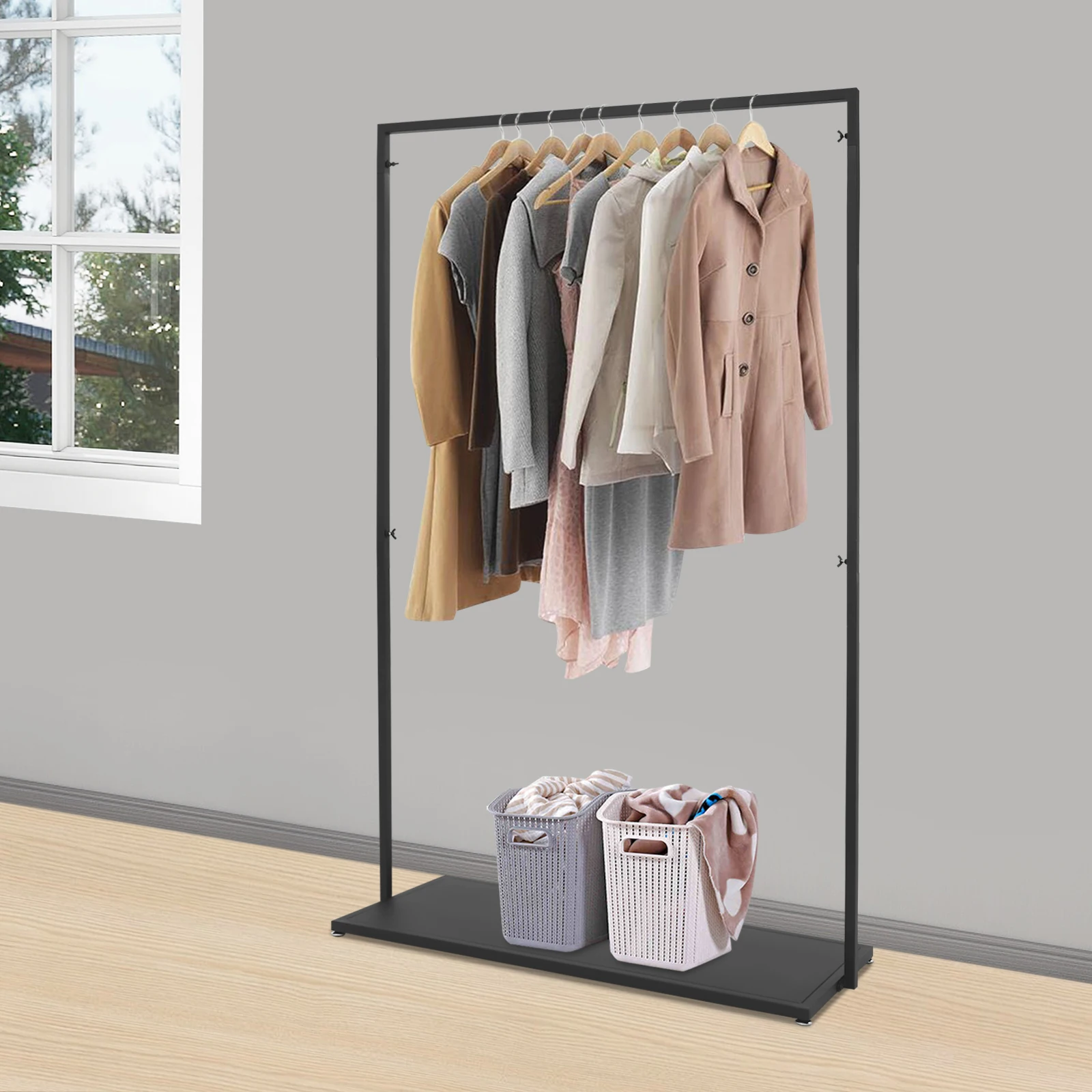 Heavy Duty Metal Clothes Rack 160cm Height Garment Display Stand w/ Base for Store Retail Home Clothing Rail Wardrobe Hanger