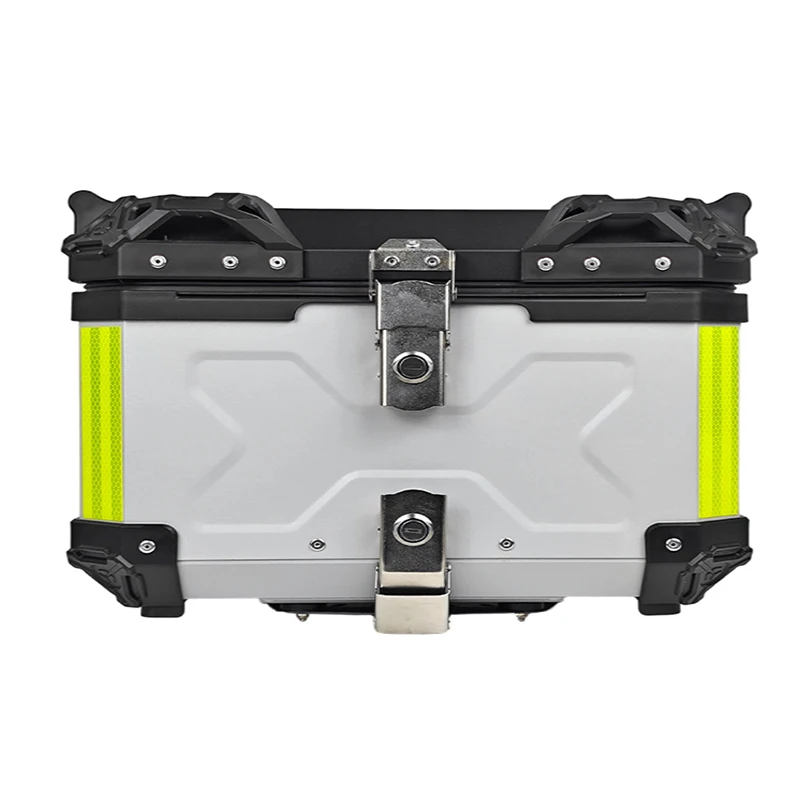 65L Motorcycle Top Case, Aluminum Alloy Waterproof Tail Box With Anti-Theft Lock & Quick Release, Universal Fit For Motorbike