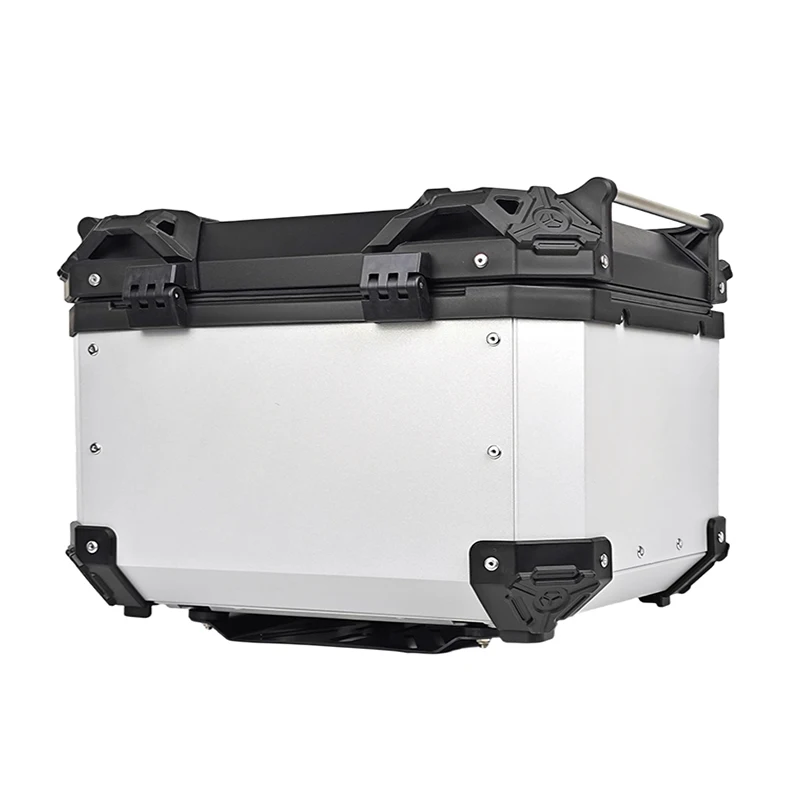 65L Motorcycle Top Case, Aluminum Alloy Waterproof Tail Box With Anti-Theft Lock & Quick Release, Universal Fit For Motorbike